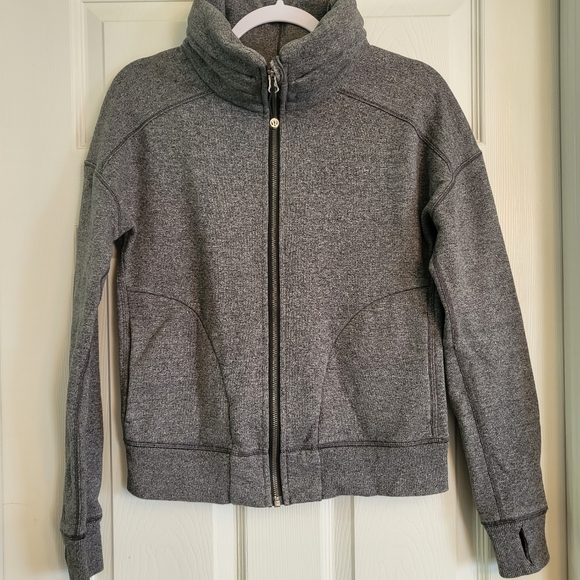 Lululemon Heather Grey Full Zip Thick Sweater - Picture 3 of 9